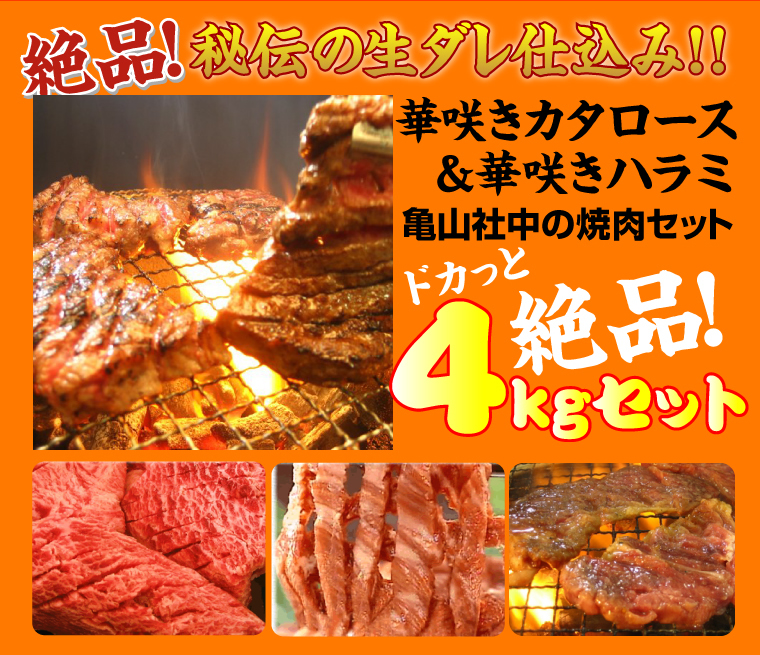 亀山社中 秘伝のもみダレ漬け焼肉 計4kgセット